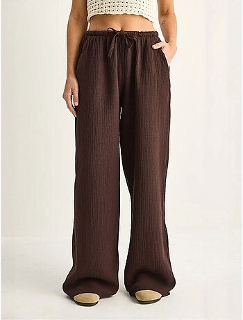 Pantalones de crepé de algodón de pernera ancha lucci