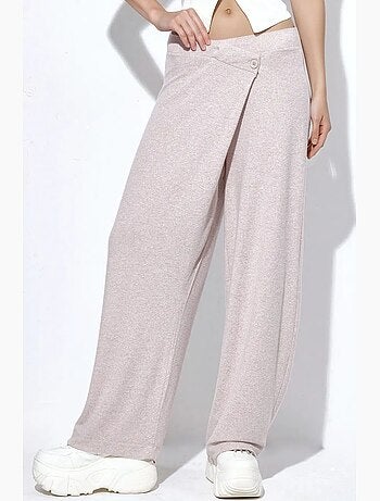 Pantalones de crepé de cintura alta y pernera ancha busem