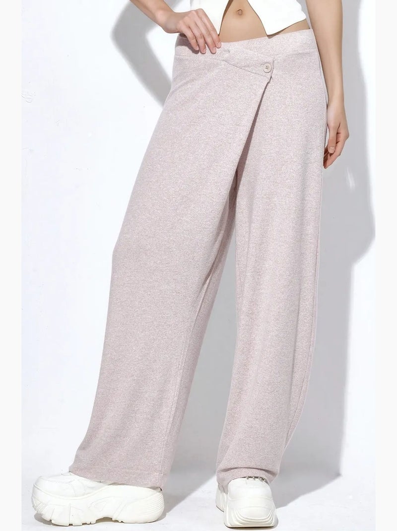 Pantalones de crepé de cintura alta y pernera ancha busem Beige arcilla - Kiabi