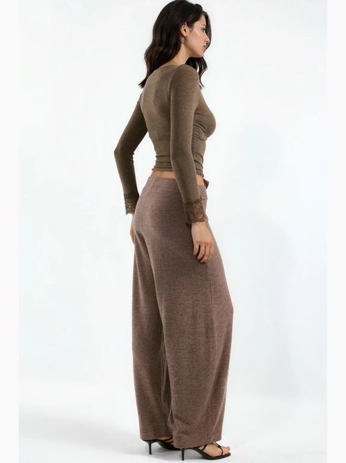 Pantalones de crepé de cintura alta y pernera ancha busem - Kiabi