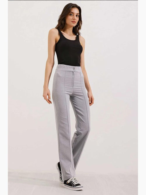 Pantalones de crepé de cintura alta y pierna recta con cierre de botón bdart - Kiabi