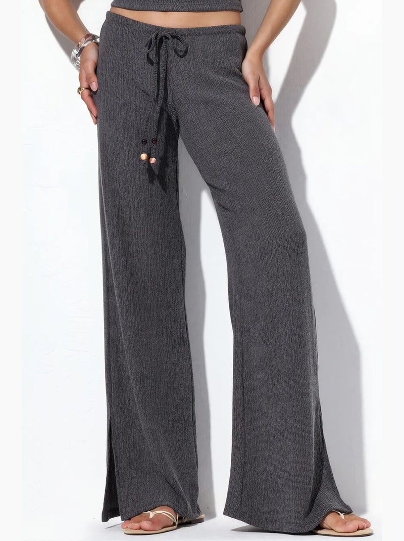 Pantalones de crepé de mujer de pierna recta busem Gris negro - Kiabi