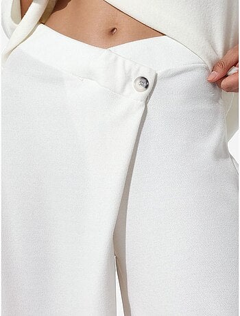 Pantalones de crepé de mujer de tiro alto y pernera ancha busem