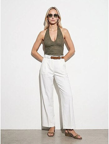 Pantalones de crepé de pernera ancha con cinturón dilvin