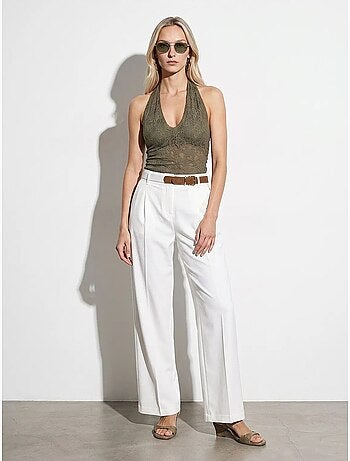 Pantalones de crepé de pernera ancha con cinturón dilvin