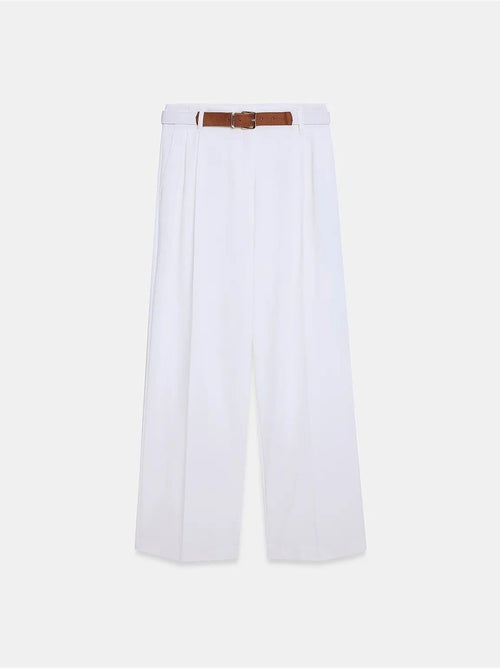 Pantalones de crepé de pernera ancha con cinturón dilvin - Kiabi