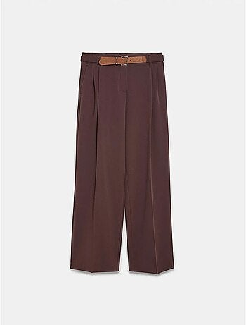 Pantalones de crepé de pernera ancha con cinturón dilvin