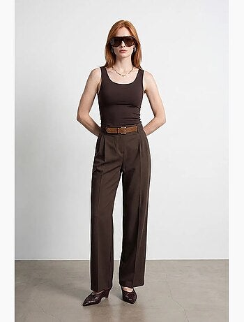 Pantalones de crepé de pernera ancha con cinturón dilvin