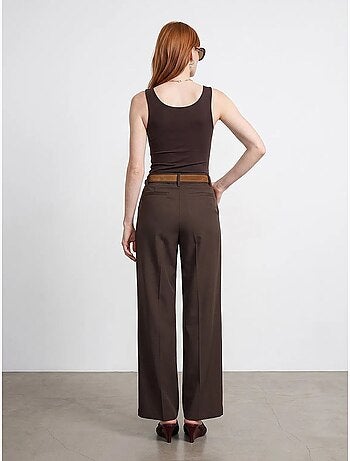 Pantalones de crepé de pernera ancha con cinturón dilvin