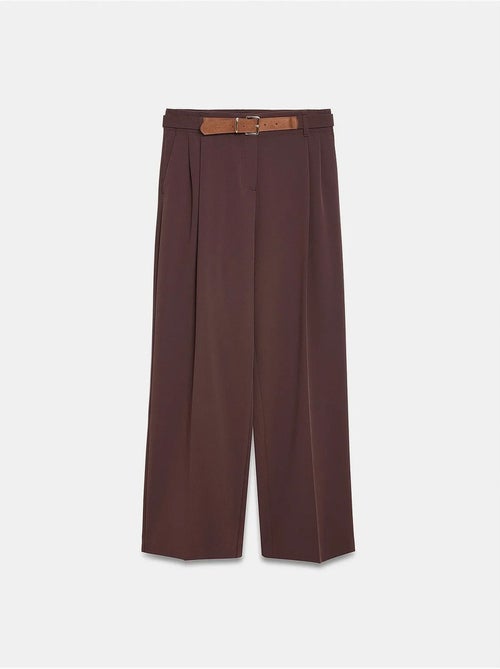 Pantalones de crepé de pernera ancha con cinturón dilvin - Kiabi