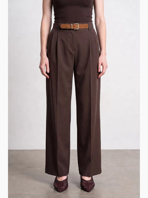 Pantalones de crepé de pernera ancha con cinturón dilvin - Kiabi