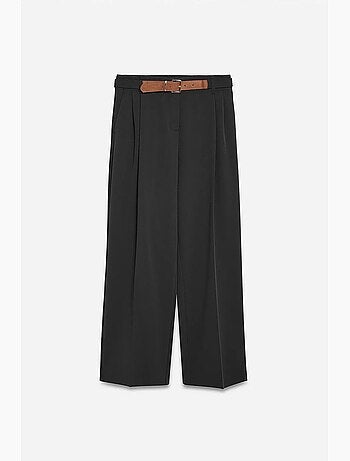 Pantalones de crepé de pernera ancha con cinturón dilvin