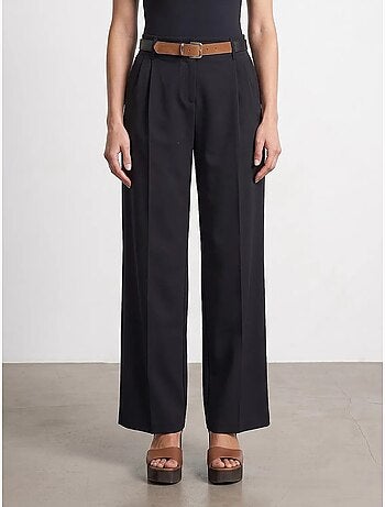 Pantalones de crepé de pernera ancha con cinturón dilvin