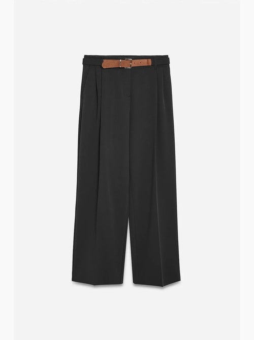 Pantalones de crepé de pernera ancha con cinturón dilvin - Kiabi