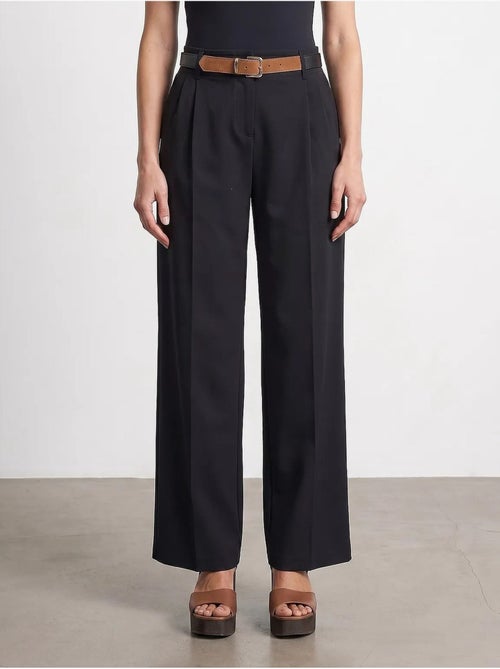 Pantalones de crepé de pernera ancha con cinturón dilvin - Kiabi