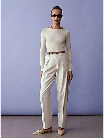 Pantalones de crepé de pernera recta con cinturón dilvin
