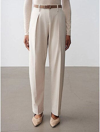 Pantalones de crepé de pernera recta con cinturón dilvin