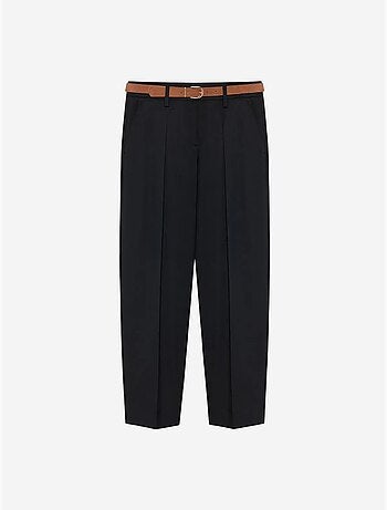 Pantalones de crepé de pernera recta con cinturón dilvin