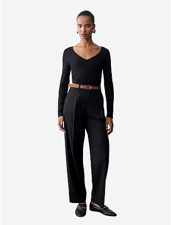 Pantalones de crepé de pernera recta con cinturón dilvin