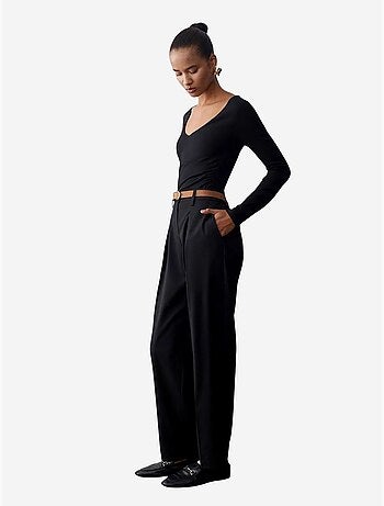 Pantalones de crepé de pernera recta con cinturón dilvin