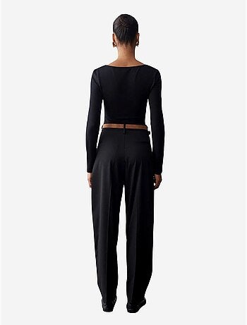 Pantalones de crepé de pernera recta con cinturón dilvin