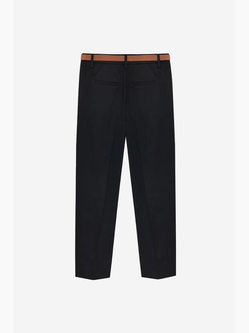 Pantalones de crepé de pernera recta con cinturón dilvin Negro - Kiabi