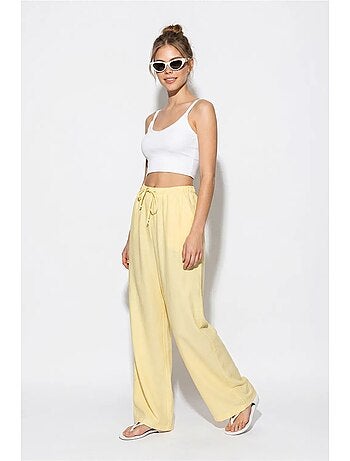 Pantalones de crepé de pierna ancha para mujer lucci
