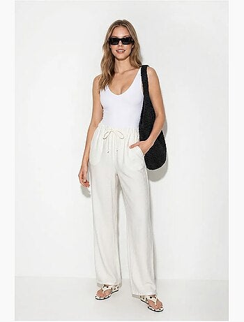 Pantalones de crepé de pierna ancha para mujer lucci