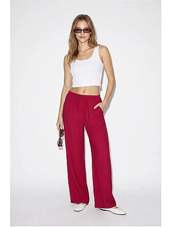 Pantalones de crepé de pierna ancha para mujer lucci