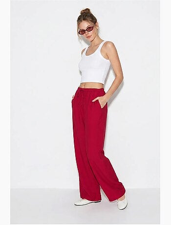 Pantalones de crepé de pierna ancha para mujer lucci