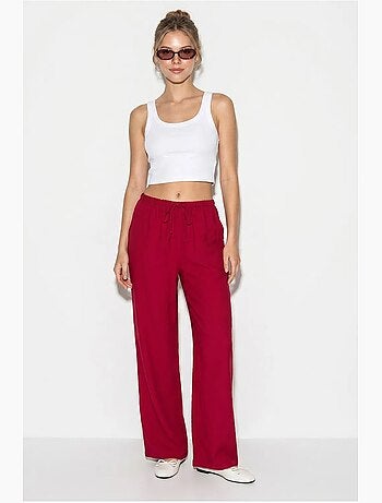 Pantalones de crepé de pierna ancha para mujer lucci
