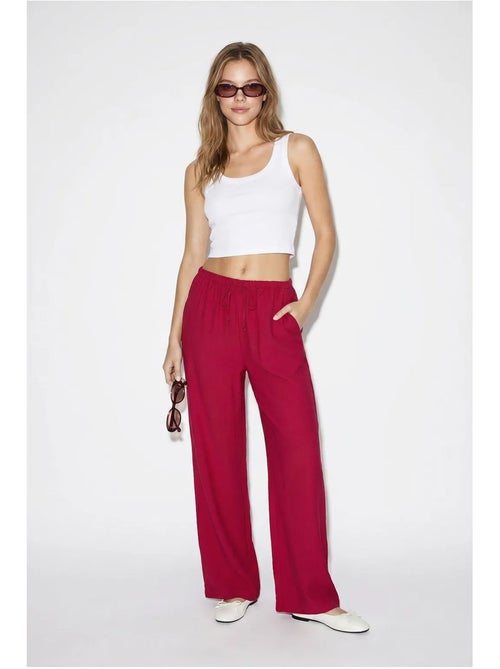 Pantalones de crepé de pierna ancha para mujer lucci - Kiabi Pantalones de crepé de pierna ancha para mujer lucci - Kiabi