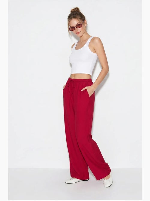 Pantalones de crepé de pierna ancha para mujer lucci - Kiabi Pantalones de crepé de pierna ancha para mujer lucci - Kiabi