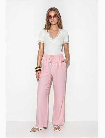 Pantalones de crepé de pierna ancha para mujer lucci