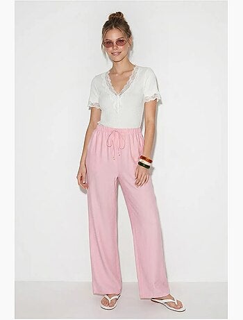 Pantalones de crepé de pierna ancha para mujer lucci
