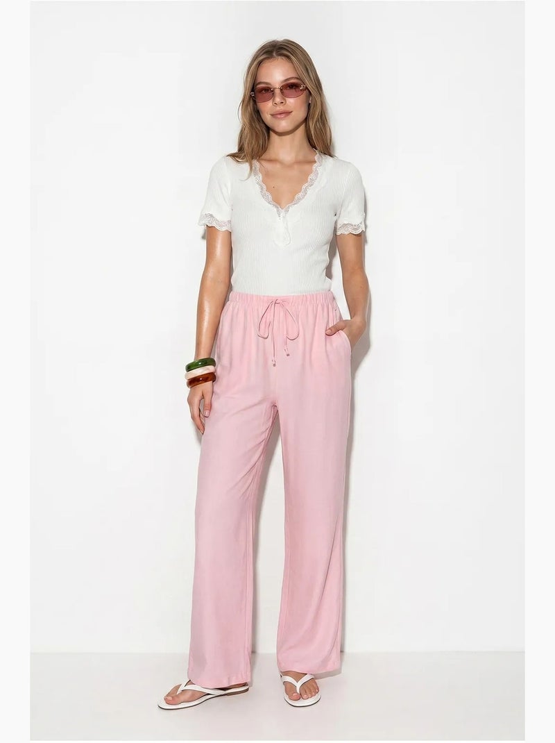Pantalones de crepé de pierna ancha para mujer lucci Rosa - Kiabi
