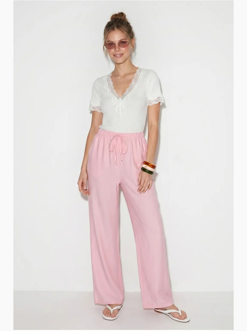 Pantalones de crepé de pierna ancha para mujer lucci Rosa - Kiabi