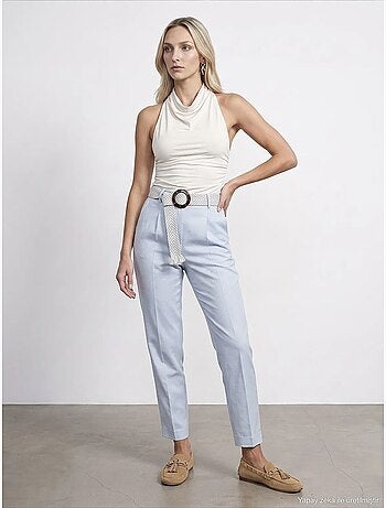 Pantalones de crepé de pierna recta con pinzas dilvin
