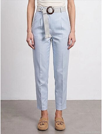 Pantalones de crepé de pierna recta con pinzas dilvin