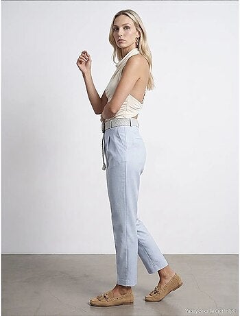 Pantalones de crepé de pierna recta con pinzas dilvin