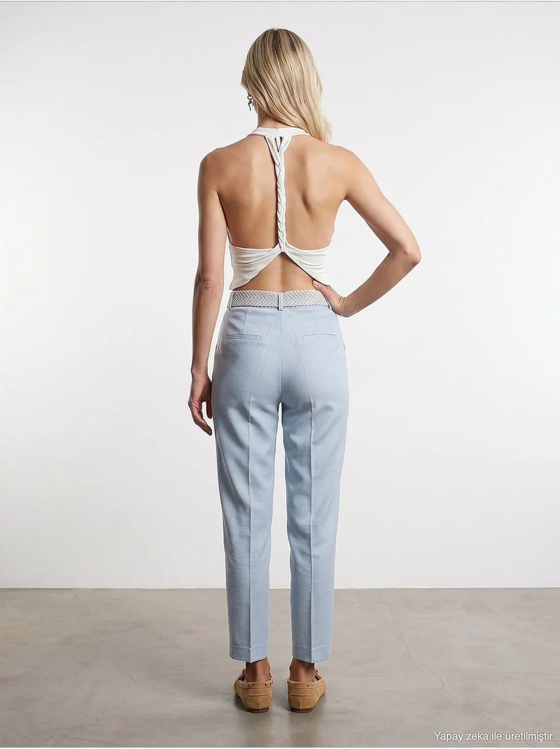 Pantalones de crepé de pierna recta con pinzas dilvin Azul pastel - Kiabi