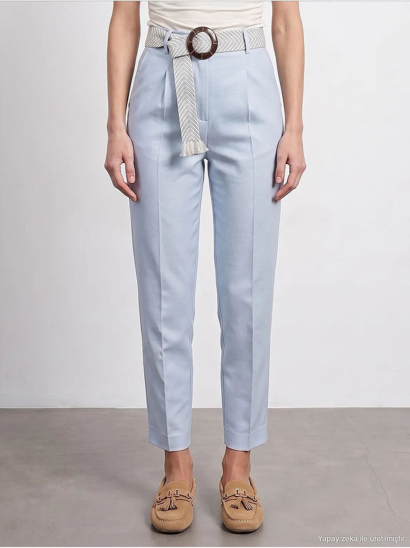 Pantalones de crepé de pierna recta con pinzas dilvin Azul pastel - Kiabi