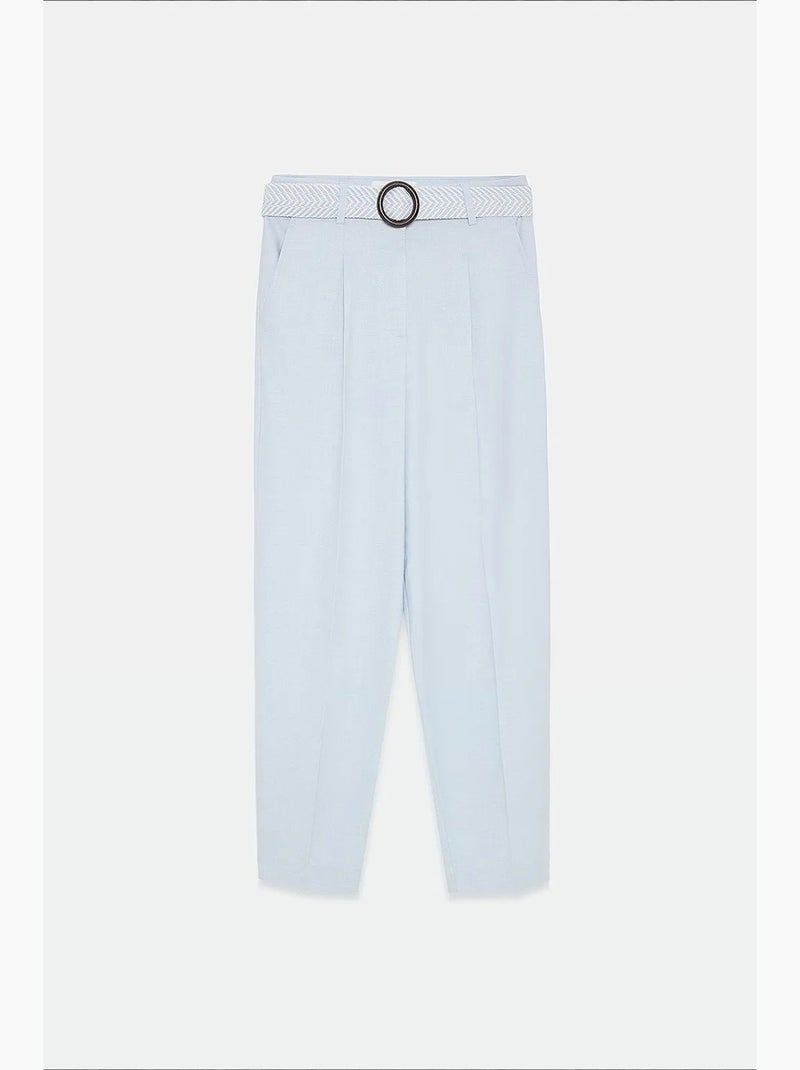 Pantalones de crepé de pierna recta con pinzas dilvin Azul pastel - Kiabi