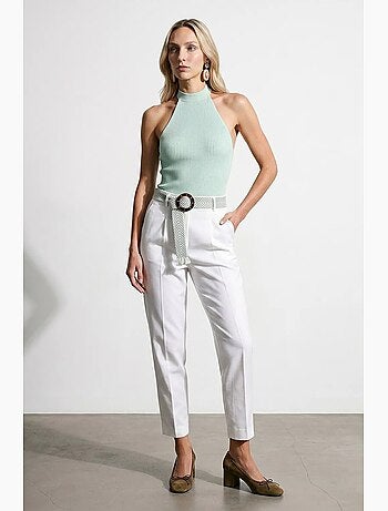 Pantalones de crepé de pierna recta con pinzas dilvin