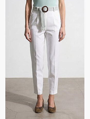 Pantalones de crepé de pierna recta con pinzas dilvin