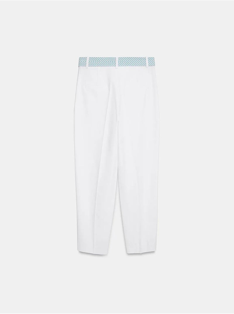 Pantalones de crepé de pierna recta con pinzas dilvin Blanco - Kiabi