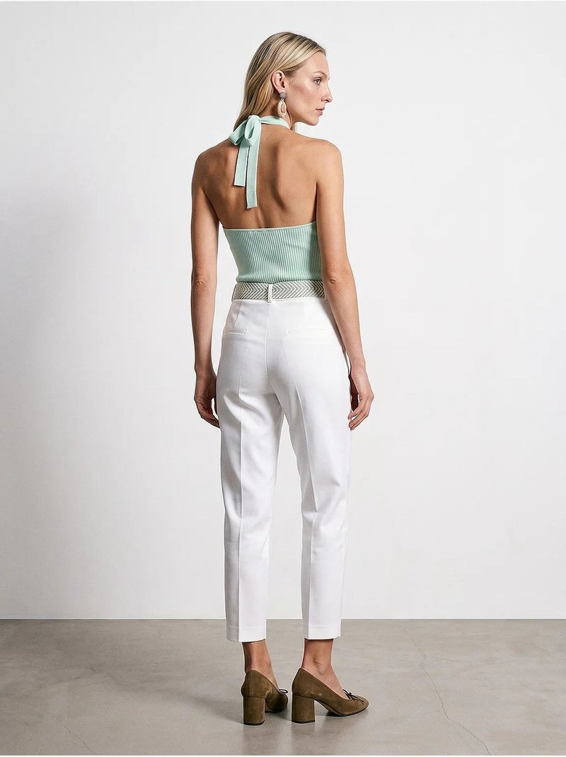 Pantalones de crepé de pierna recta con pinzas dilvin Blanco - Kiabi