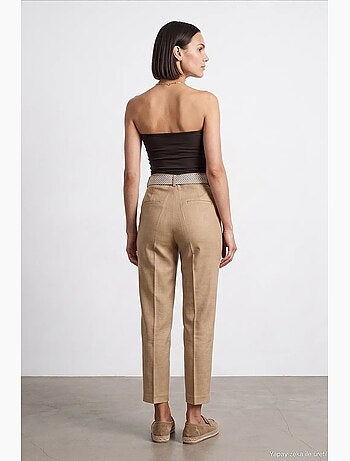Pantalones de crepé de pierna recta con pinzas dilvin