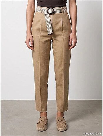 Pantalones de crepé de pierna recta con pinzas dilvin