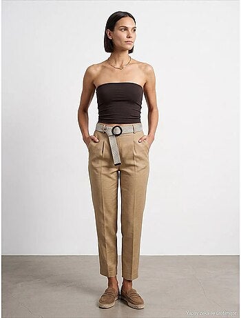 Pantalones de crepé de pierna recta con pinzas dilvin